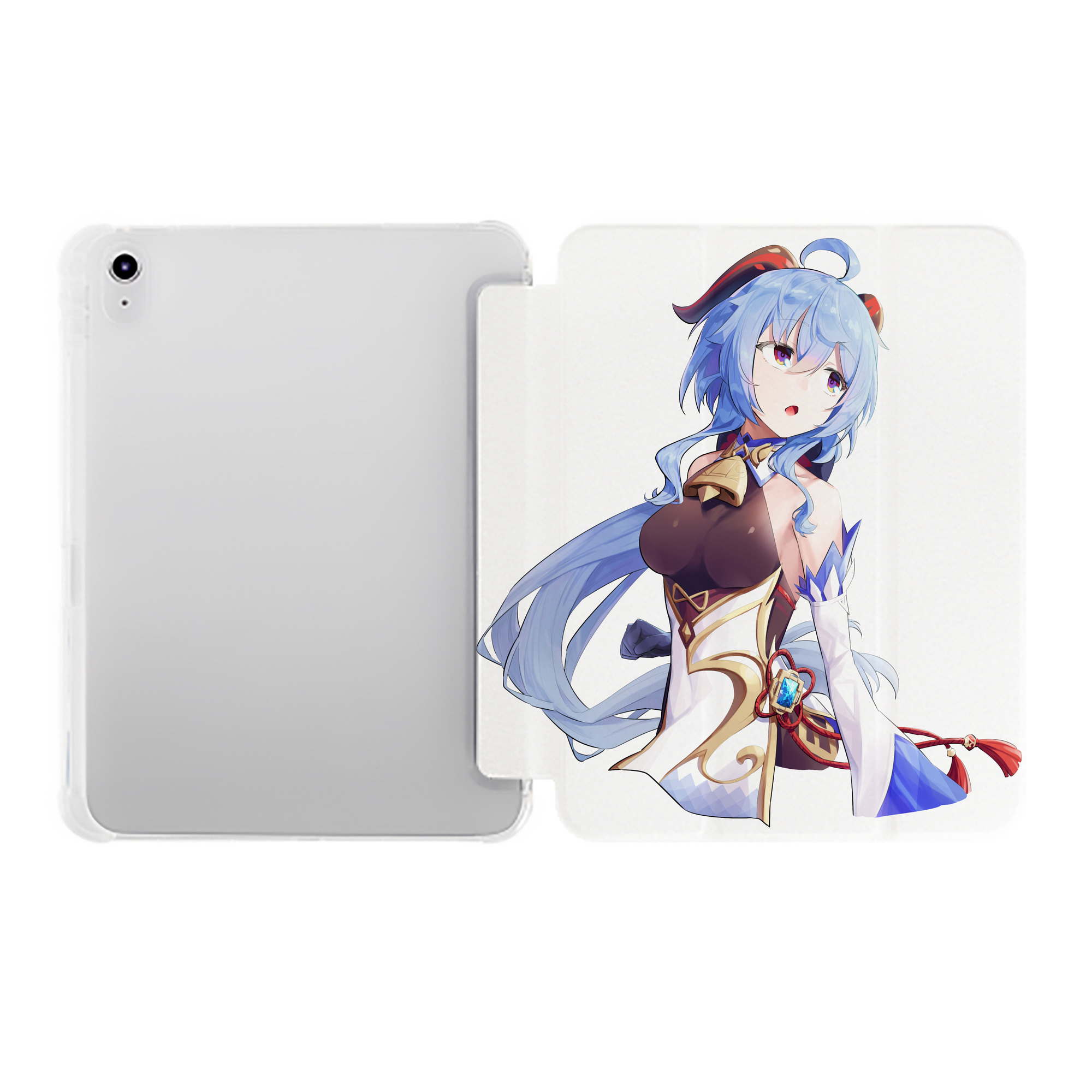 げんし神 甘雨 かんう genshin Ganyu IPad ケース ペン収納付き 三つ折りスタンド PUレザー×シリコン 対応機種9.5/10.5/10.9インチ